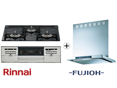 Rinnai 2点セット(ビルトインガスコンロ+レンジフード)※交換標準工事費込価格【A-selection 対象商品】の商品画像